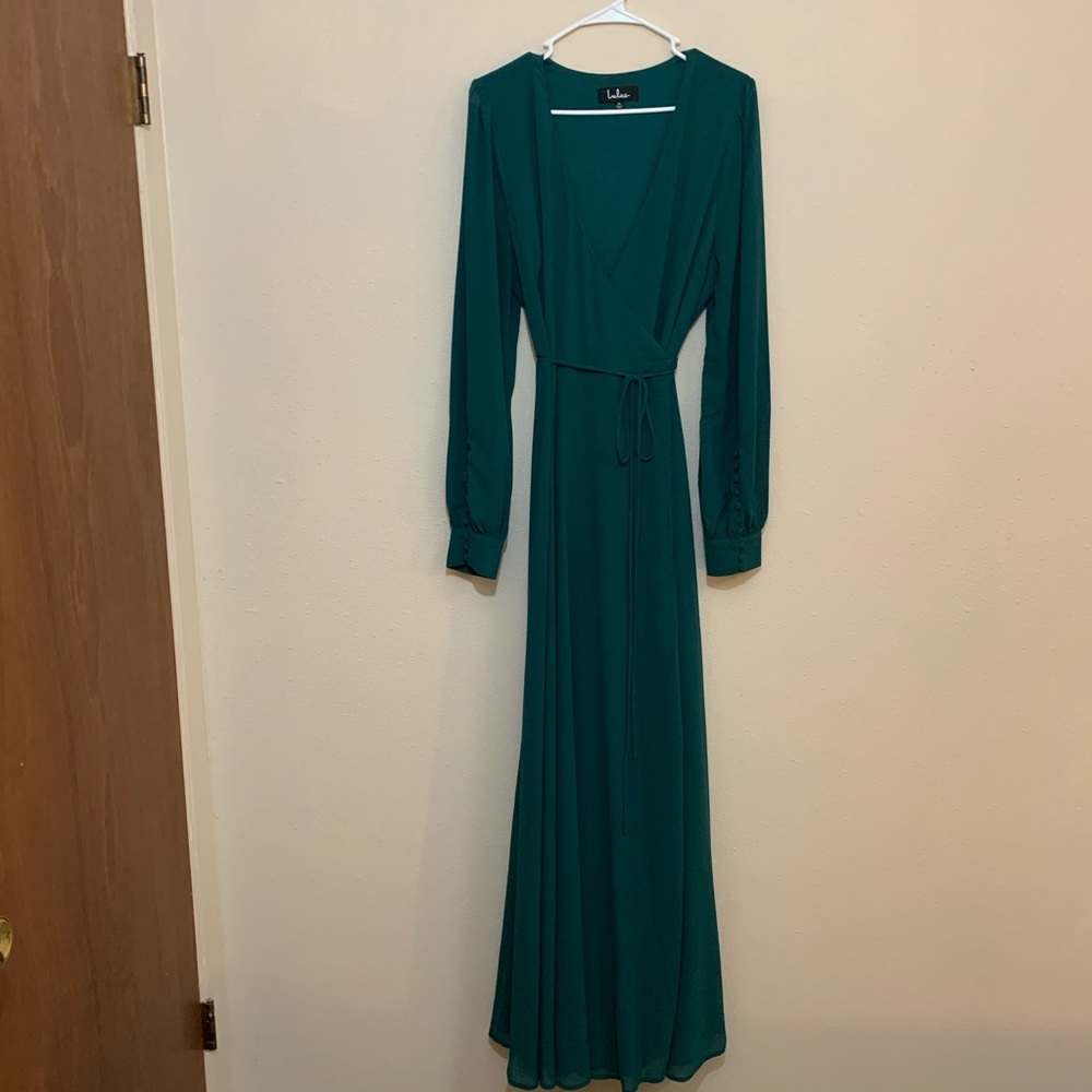 Emerald Green Floor Length Wrap Dress